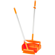 Vikan Dustpan set, closable with broom, 350 mm, Medium orange