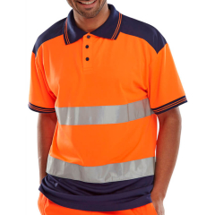 Two Tone Polo Shirt Orange and Navy