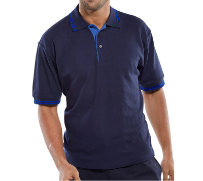 Two Tone Polo Shirt Navy and Royal Blue