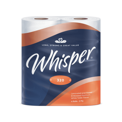 Standard 320 Sheet 2 Ply White Toilet Rolls