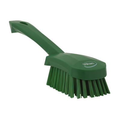 250mm Short Handled Stiff Hand Brush Green